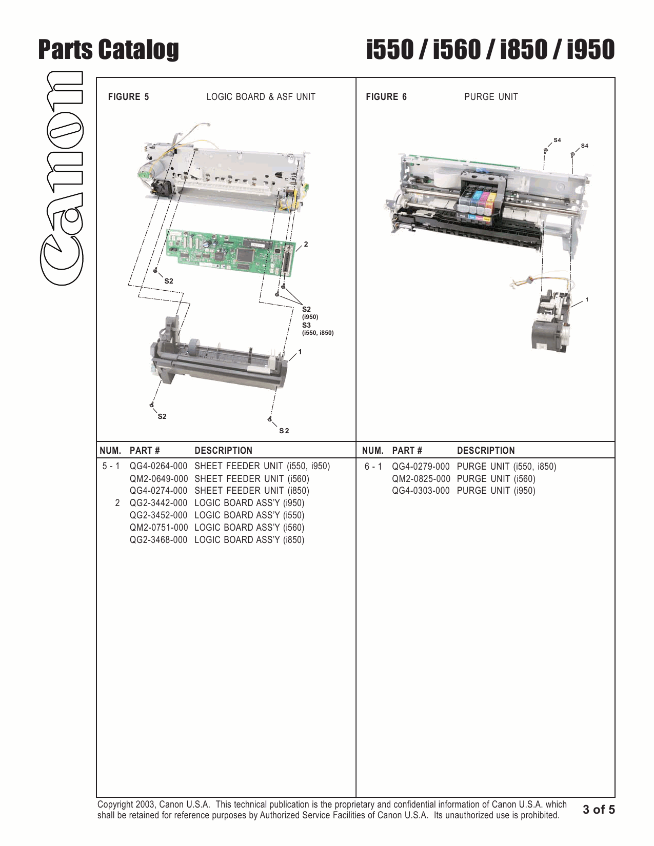 Canon PIXUS i560 i850S Parts Catalog Manual-5